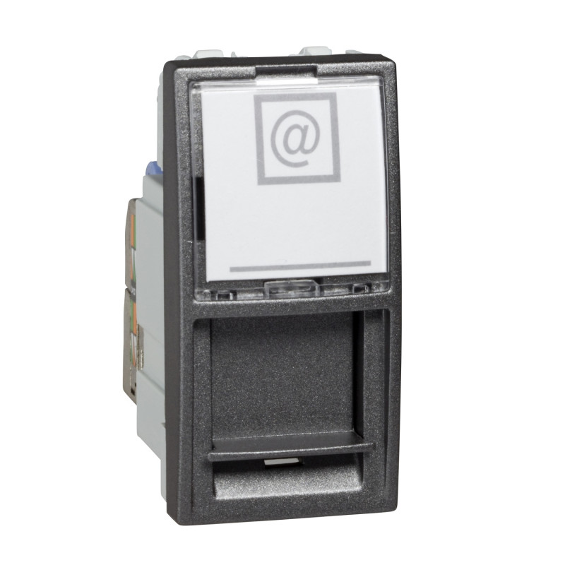 Компьютерная розетка Schneider Electric Unica RJ45 категория 6 FTP 1 модуль графит MGU3.416.12