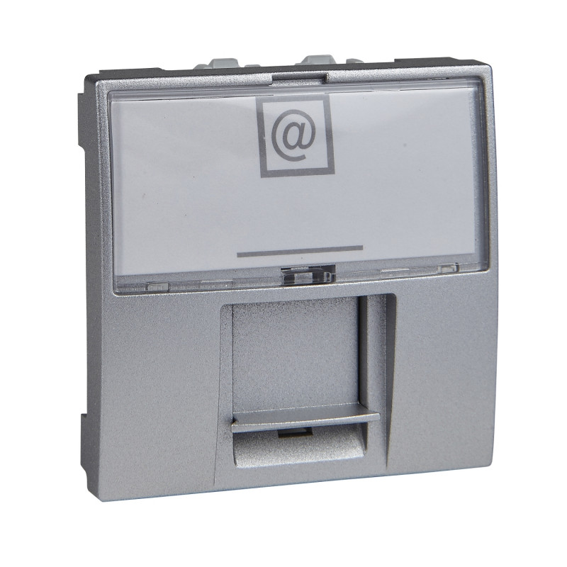 Компьютерная розетка Schneider Electric Unica RJ45 категория 6 UTP 2 модуля алюминий MGU3.415.30