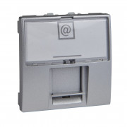 Компьютерная розетка Schneider Electric Unica RJ45 категория 6 UTP 2 модуля алюминий MGU3.415.30