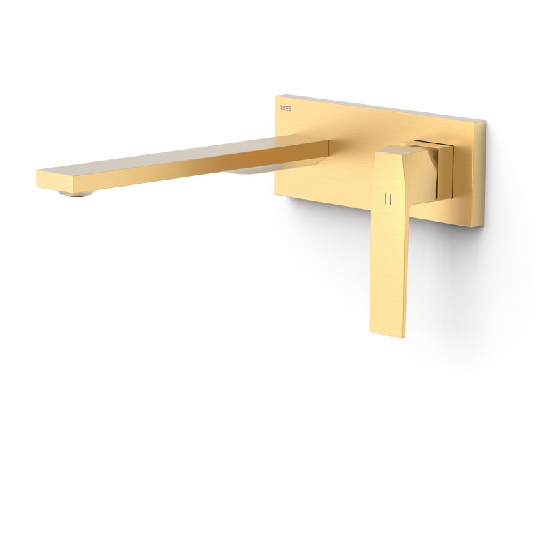 Змішувач для раковини Tres Slim Exclusive настінний одноважільний золото матовий 20230012OM
