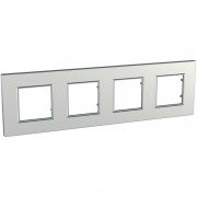 Рамка 4-постовая Schneider Electric Unica Quadro серебристый MGU6.708.55