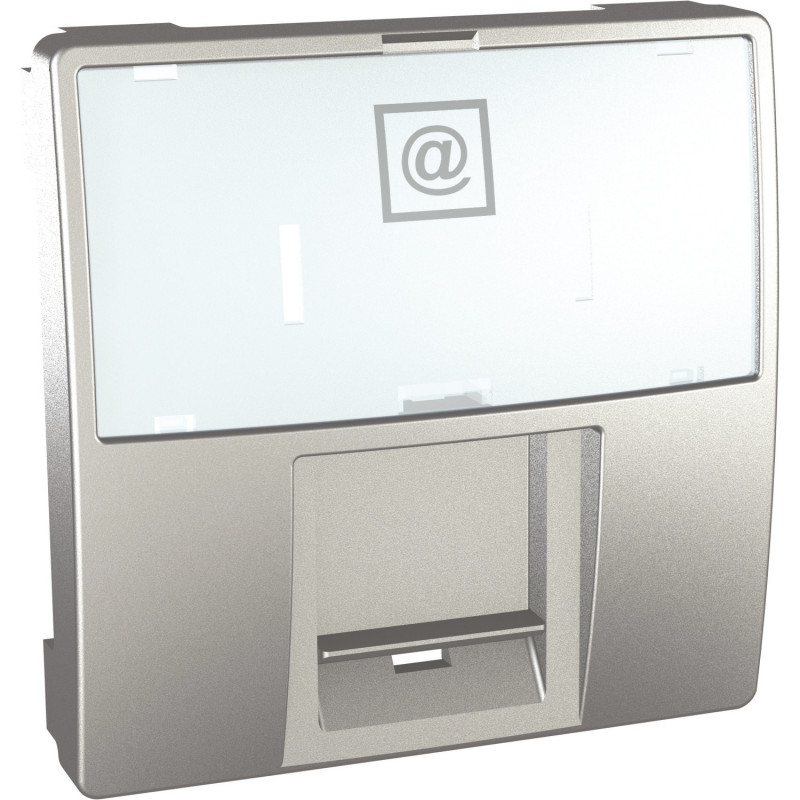 Накладка для конекторів Schneider Electric Unica RJ45 2 модулі алюміній MGU9.460.30