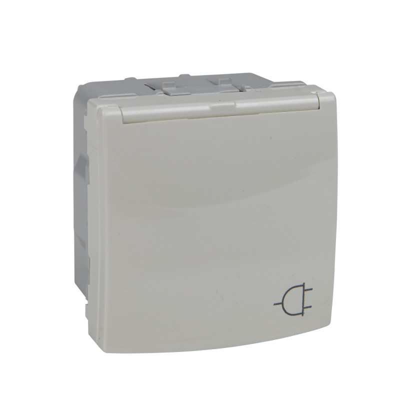 Розетка Schneider Electric Unica із заземленням із захисними шторками кришкою слонова кістка MGU3.037.25TA