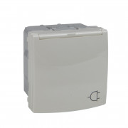 Розетка Schneider Electric Unica с заземлением с защитными шторками крышкой слоновая кость MGU3.037.25TA