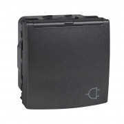 Розетка Schneider Electric Unica с заземлением с защитными шторками крышкой графит MGU3.037.12TA