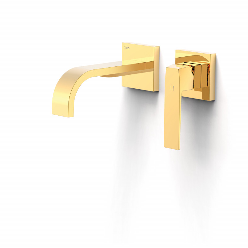 Смеситель для раковины Tres Slim Exclusive настенный однорычажный золото 20230003OR