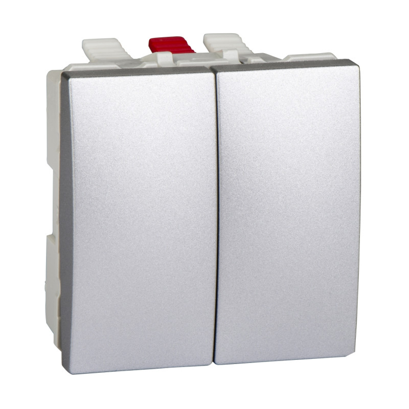 Вимикач Schneider Electric Unica 2-клавішний схема 5 алюміній MGU3.211.30