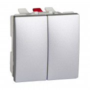 Выключатель Schneider Electric Unica 2-клавишный схема 5 алюминий MGU3.211.30