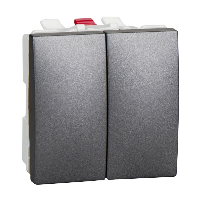 Вимикач Schneider Electric Unica 2-клавішний схема 5 графіт MGU3.211.12