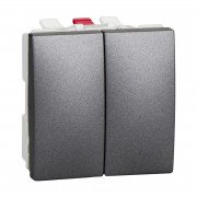 Выключатель Schneider Electric Unica 2-клавишный схема 5 графит MGU3.211.12