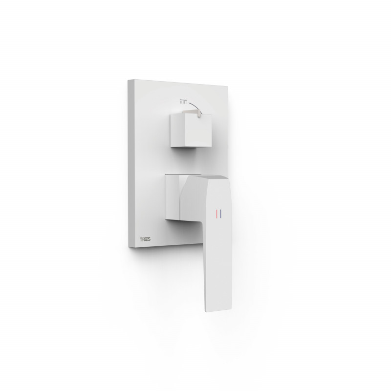 Смеситель для душа Tres Slim Exclusive (2 канала) встраиваемый однорычажный белый матовый 20228001BM