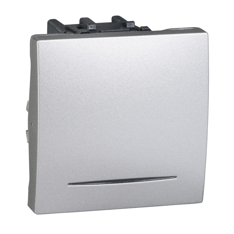 Вимикач прохідної Schneider Electric Unica схема 6 з підсвічуванням алюміній MGU3.263.30N