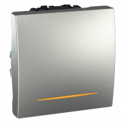 Выключатель Schneider Electric Unica 1-клавишный схема 1 с индикацией алюминий MGU3.261.30S