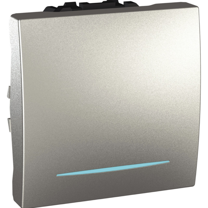 Вимикач Schneider Electric Unica 1-клавішний схема 1 з підсвічуванням алюміній MGU3.261.30N