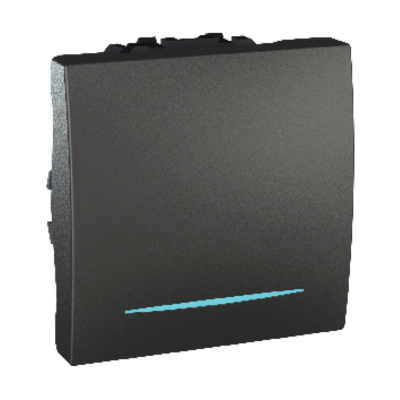 Вимикач Schneider Electric Unica 1-клавішний схема 1 з підсвічуванням графіт MGU3.261.12N