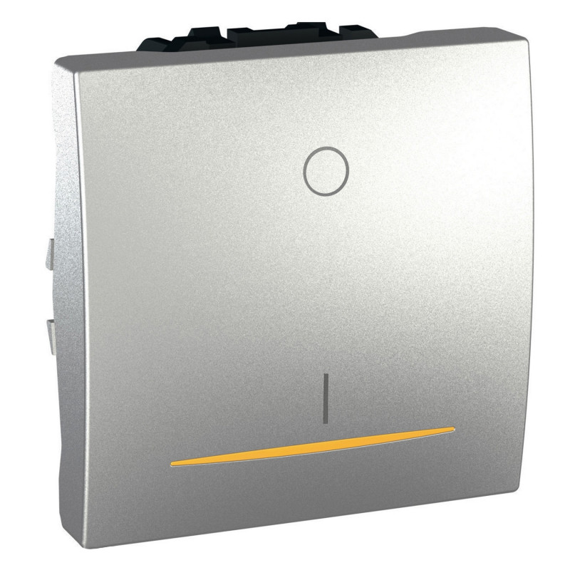 Выключатель Schneider Electric Unica 2-полюсный схема 2 с индикацией алюминий MGU3.262.30S