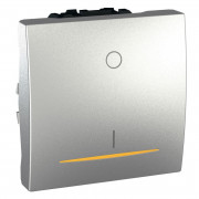 Выключатель Schneider Electric Unica 2-полюсный схема 2 с индикацией алюминий MGU3.262.30S