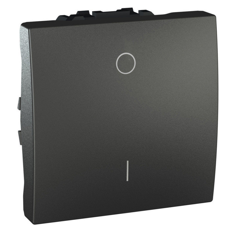 Вимикач Schneider Electric Unica 1-клавішний 2-полюсний схема 2 графіт MGU3.262.12