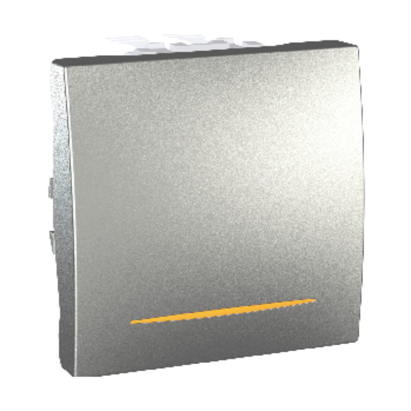 Вимикач Schneider Electric Unica 1-клавішний схема 1 з індикацією алюміній MGU3.201.30S