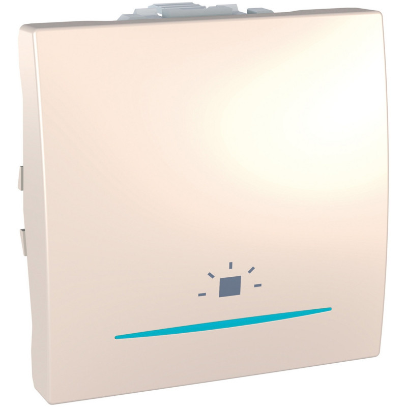 Вимикач Schneider Electric Unica кнопковий з підсвічуванням та символом Світло слонова кістка MGU3.206.25LN