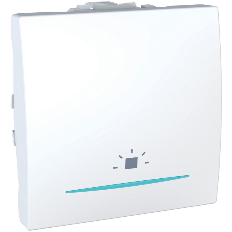 Вимикач Schneider Electric Unica кнопковий з підсвічуванням та символом Світло біле MGU3.206.18LN