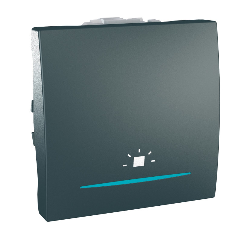 Кнопковий перемикач Schneider Electric Unica з підсвічуванням і символом Світло графіт MGU3.206.12LN