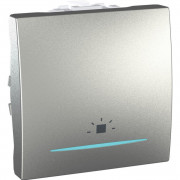 Выключатель Schneider Electric Unica кнопочный с подсветкой и символом Свет алюминий MGU3.206.30LN