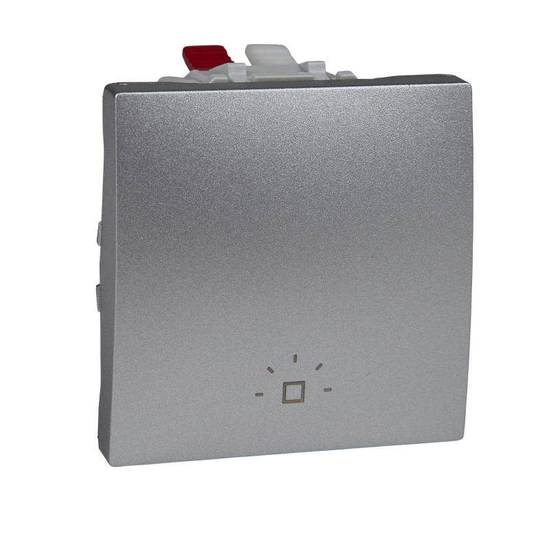 Вимикач Schneider Electric Unica кнопковий із символом Світло алюміній MGU3.206.30L