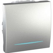 Выключатель перекрестный Schneider Electric Unica схема 7 с подсветкой алюминий MGU3.205.30N