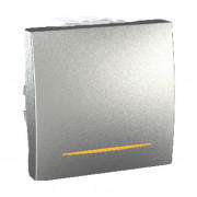 Выключатель Schneider Electric Unica 1-клавишный схема 1 с индикацией алюминий MGU3.201.30S