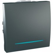 Выключатель Schneider Electric Unica кнопочный 2 модуля с подсветкой графит MGU3.206.12N