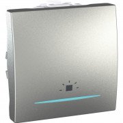 Выключатель Schneider Electric Unica кнопочный с подсветкой и символом Свет алюминий MGU3.206.30LN