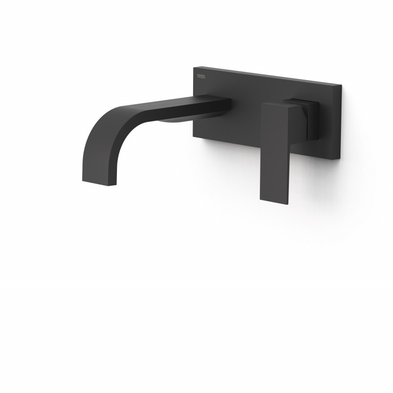 Смеситель для раковины Tres Cuadro Exclusive настенный однорычажный черный матовый 00630011NM
