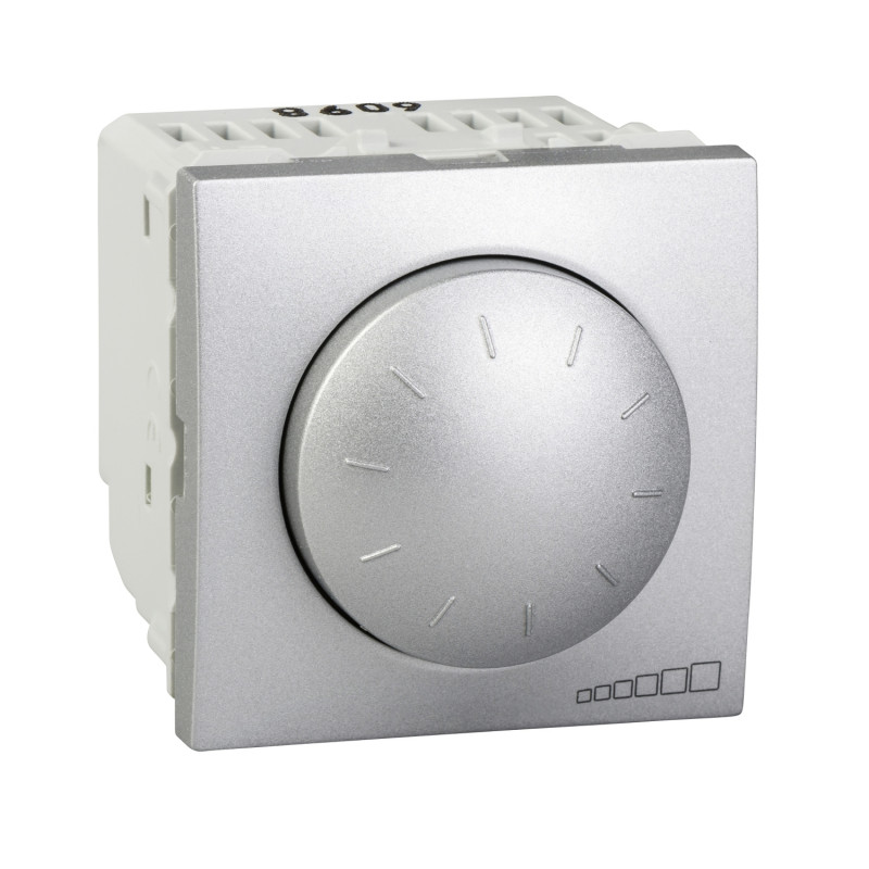 Светорегулятор для ламп накаливания и галогенных ламп Schneider Electric Unica поворотно-нажимной алюминий MGU3.511.30