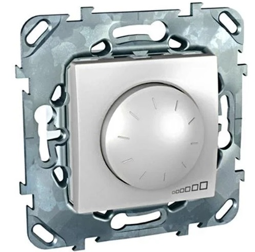 Світлорегулятор для ламп розжарювання та галогенних Schneider Electric Unica поворотно-натискний алюміній MGU5.512.30