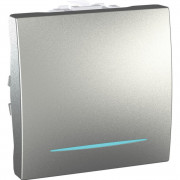 Выключатель Schneider Electric Unica 1-клавишный схема 1 с подсветкой алюминий MGU3.201.30N