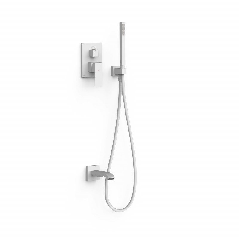Душова система прихованого монтажу Tres Cuadro Exclusive з виливом та одноважільним змішувачем білий матовий 00628006BM