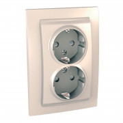 Розетка Schneider Electric Unica двойная с заземлением и шторками слоновая кость MGU23.067.25