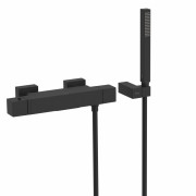 Термостатический смеситель для ванны и душа Tres Cuadro Exclusive с ручным душем черный матовый 007174039NM