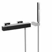 Термостатический смеситель для ванны и душа Tres Cuadro Exclusive с ручным душем черный/хром 6071749