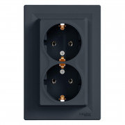 Розетка Schneider Electric Asfora двойная с заземлением антрацит EPH9900171