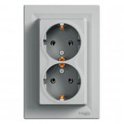 Розетка Schneider Electric Asfora двойная с заземлением алюминий EPH9900161