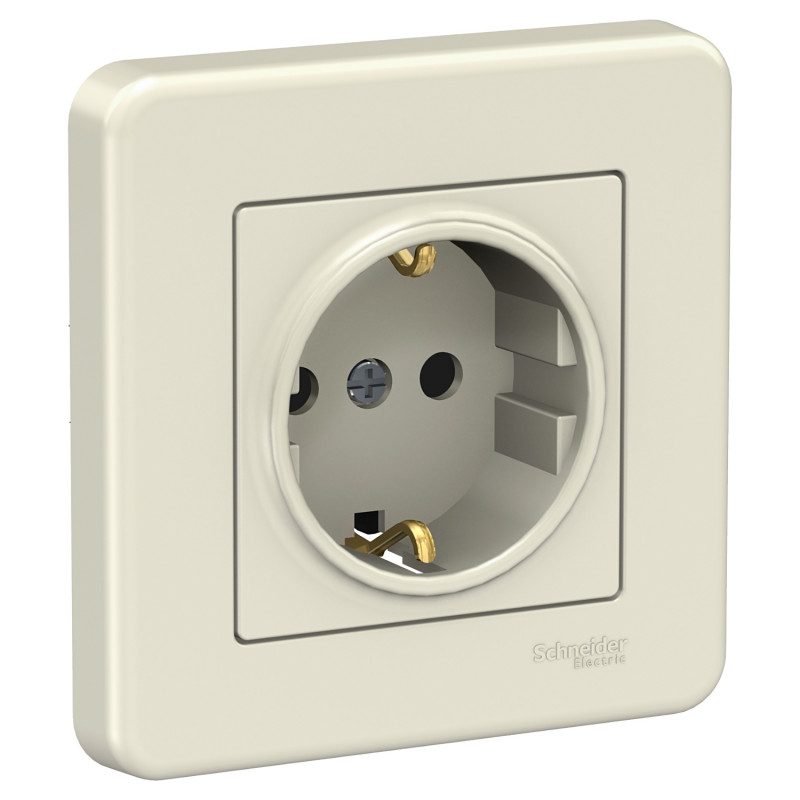 Розетка Schneider Electric Leona із заземленням крем LNA2900123