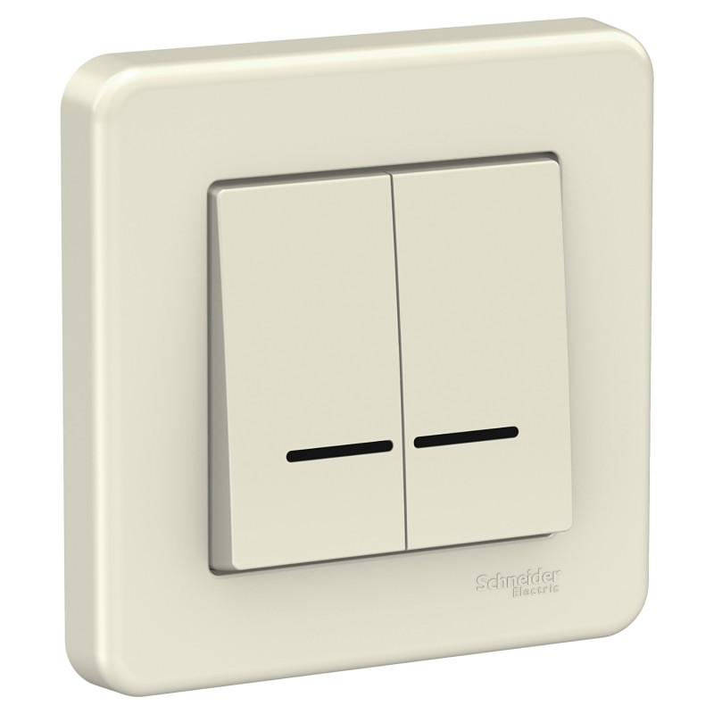 Выключатель 2-клавишный Schneider Electric Leona с подсветкой крем LNA2000323