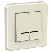 Выключатель 2-клавишный Schneider Electric Leona с подсветкой крем LNA2000323