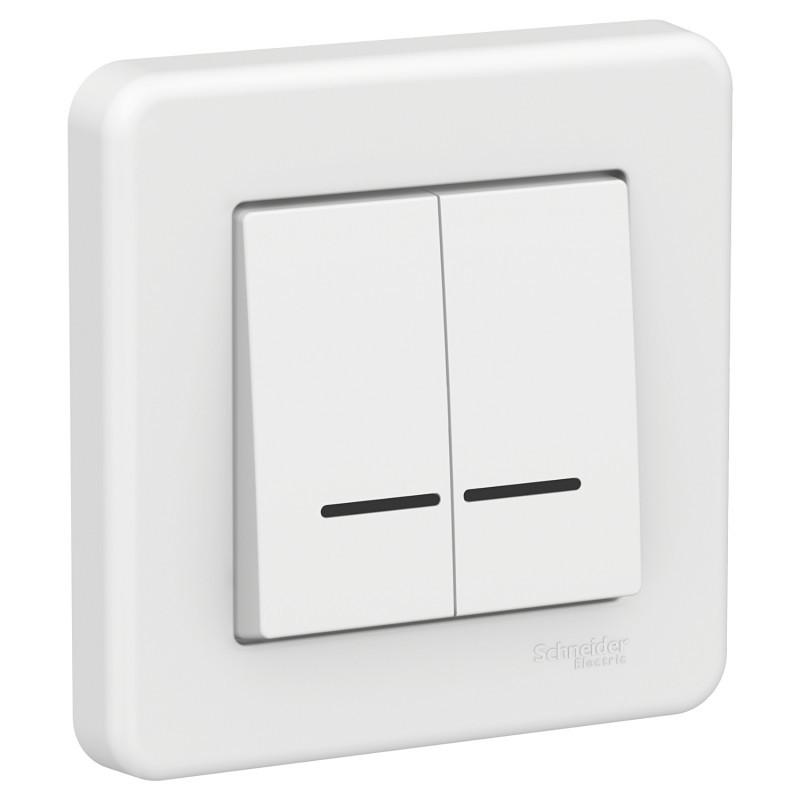 Выключатель Schneider Electric Leona 2-клавишный с подсветкой белый LNA2000321