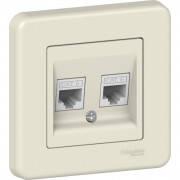 Компьютерная розетка Schneider Electric Leona двойная RJ45 кат6 пластик крем LNA4800123