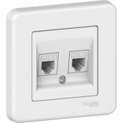 Розетка телефонная Schneider Electric Leona двойная 4 контакта пластик белый LNA4200121