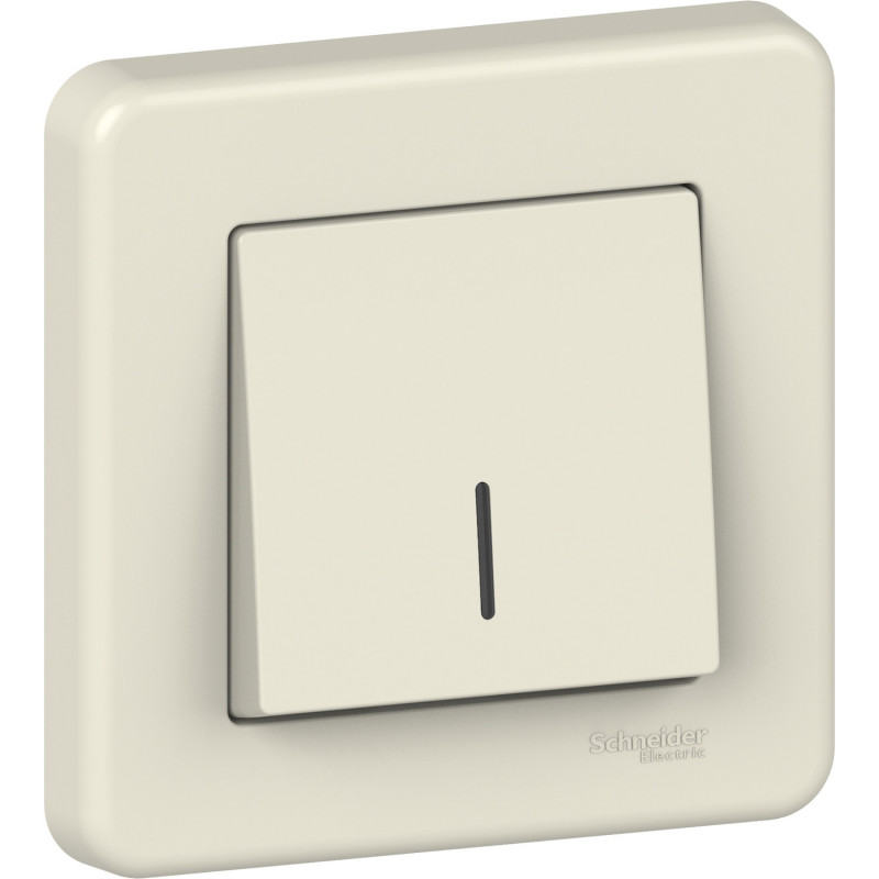 Вимикач прохідний Schneider Electric Leona 1-клавішний з підсвічуванням крем LNA1500323