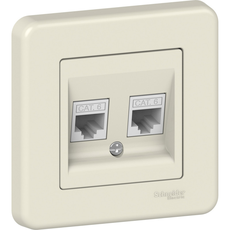 Комп'ютерна розетка Schneider Electric Leona подвійна RJ45 кат6 пластик крем LNA4800123